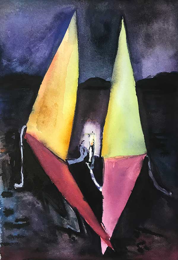 Alison Pilkington, Meet Me At Whispering Bay, 2020. Watercolour On Paper, 15x12.5cm