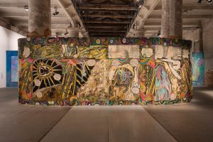 Where Do We Come From? What Are We? Where Are We Going?, 2022, Acrylic on silk, at The Arsenale, Paris, France